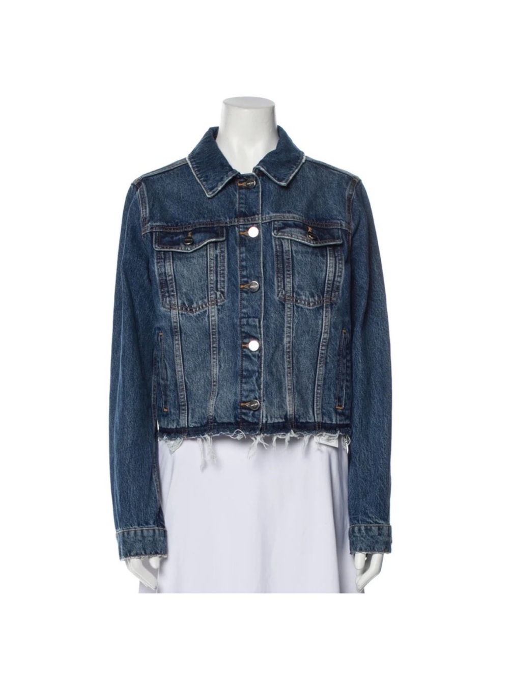 Anine Bing Dark Blue Distressed Denim Jacket